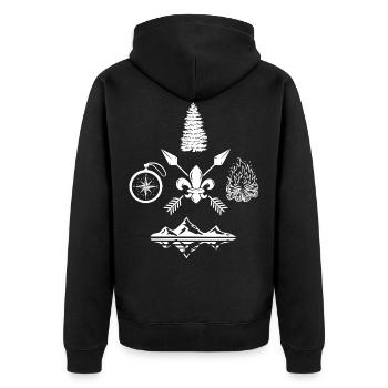 Scout camping - Unisex Premium Organic Zip Hoodie - black - Back - Nico (187cm)