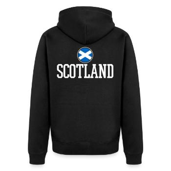 Scotland Scott - Unisex Premium Organic Zip Hoodie - black - Back - Nico (187cm)
