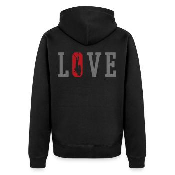 Tauchen Tauchen - Unisex Premium Bio Zip Hoodie - Schwarz - Hinten - Nico (187cm)