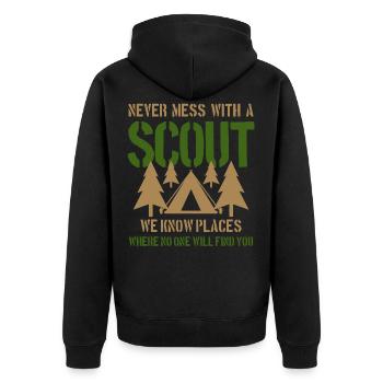 Scout campsite - Unisex Premium Organic Zip Hoodie - black - Back - Nico (187cm)