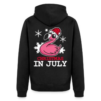 Flamingo Noël en juillet - Veste à capuche bio Premium Unisexe - noir - Dos - Nico (187cm)