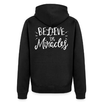 Christlicher Glaube - Unisex Premium Bio Zip Hoodie - Schwarz - Hinten - Nico (187cm)