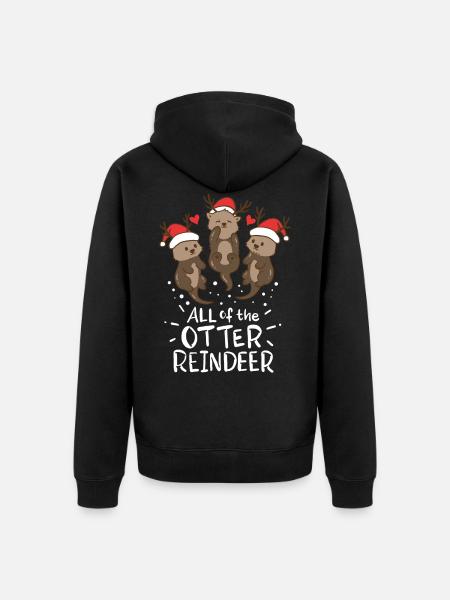 Otter Christmas - Unisex Premium Organic Zip Hoodie - black