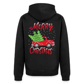 Weihnachtsbaum - Unisex Premium Bio Zip Hoodie - Schwarz - Hinten - Nico (187cm)
