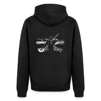 Kajak - Unisex Premium Bio Zip Hoodie - Schwarz - Hinten - Nico (187cm)