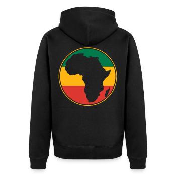 Afrikanische Karte - Unisex Premium Bio Zip Hoodie - Schwarz - Hinten - Nico (187cm)