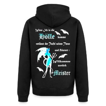Hölle Teufel Satan Dämon gefallener Engel. - Unisex Premium Bio Zip Hoodie - Schwarz - Hinten - Nico (187cm)