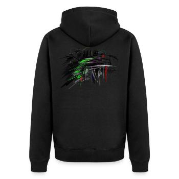 abstrakt - Unisex Premium Bio Zip Hoodie - Schwarz - Hinten - Nico (187cm)