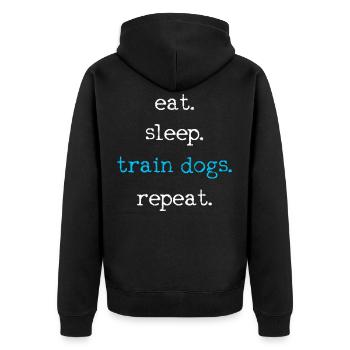 Hundetrainer - Unisex Premium Bio Zip Hoodie - Schwarz - Hinten - Nico (187cm)
