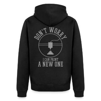 3D-Druck 3D-Druck 3D-Druck - Unisex Premium Bio Zip Hoodie - Schwarz - Hinten - Nico (187cm)