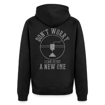 3D-Druck - Unisex Premium Bio Zip Hoodie - Schwarz - Hinten - Nico (187cm)
