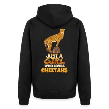 Gepard - Unisex Premium Bio Zip Hoodie - Schwarz - Hinten - Nico (187cm)