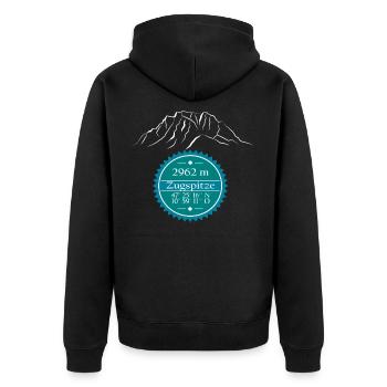 Zugspitze - Unisex Premium Bio Zip Hoodie - Schwarz - Hinten - Nico (187cm)