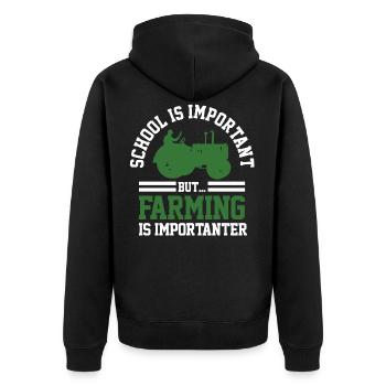 Landwirt - Unisex Premium Bio Zip Hoodie - Schwarz - Hinten - Nico (187cm)