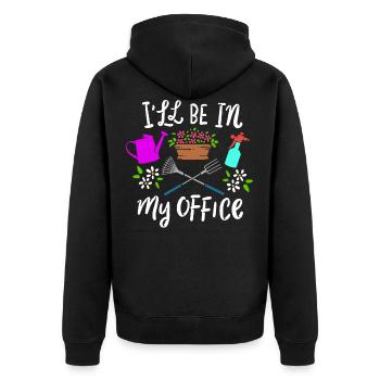 Gartenarbeit - Unisex Premium Bio Zip Hoodie - Schwarz - Hinten - Nico (187cm)