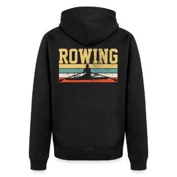Rudern Vintage Retro - Unisex Premium Bio Zip Hoodie - Schwarz - Hinten - Nico (187cm)