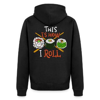Sushi Sushi Sushi - Unisex Premium Bio Zip Hoodie - Schwarz - Hinten - Nico (187cm)