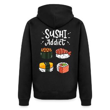 Sushi - Unisex Premium Bio Zip Hoodie - Schwarz - Hinten - Nico (187cm)
