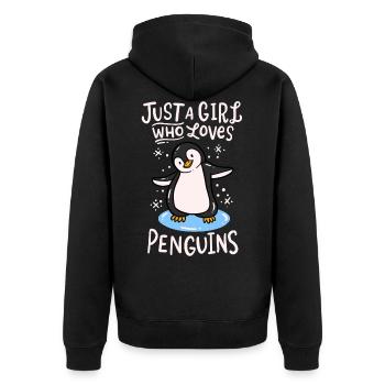 penguin - Unisex Premium Organic Zip Hoodie - black - Back - Nico (187cm)