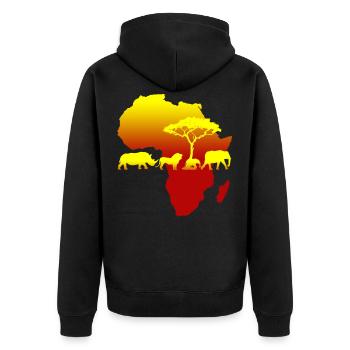 Africa - Unisex Premium Bio Zip Hoodie - Schwarz - Hinten - Nico (187cm)