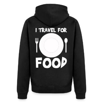 Reisen - Unisex Premium Bio Zip Hoodie - Schwarz - Hinten - Nico (187cm)