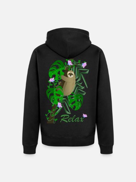 Sloth - Unisex Premium Organic Zip Hoodie - black
