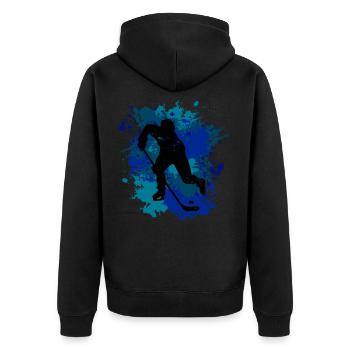 Eishockey Spieler - Unisex Premium Bio Zip Hoodie - Schwarz - Hinten - Nico (187cm)