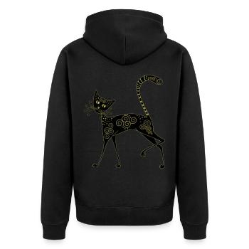 Cat Cat Kitten Cats Kitten Black Cat - Unisex Premium Organic Zip Hoodie - black - Back - Nico (187cm)