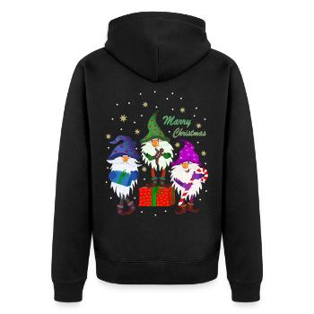 Weihnachten Gnome Kobolde Zwerge Weihnachtsgnome - Unisex Premium Bio Zip Hoodie - Schwarz - Hinten - Nico (187cm)