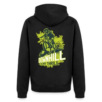Downhill Geschenk - Unisex Premium Bio Zip Hoodie - Schwarz - Hinten - Nico (187cm)