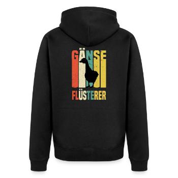 Geschenke für Bauern Gänse Flüsterer Retro - Unisex Premium Bio Zip Hoodie - Schwarz - Hinten - Nico (187cm)
