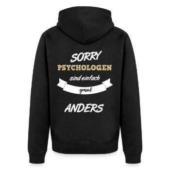 sorry Psychologen sind anders - Unisex Premium Bio Zip Hoodie - Schwarz - Hinten - Nico (187cm)