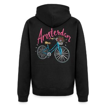 Amsterdam - Veste à capuche bio Premium Unisexe - noir - Dos - Nico (187cm)