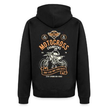 Motocross Champions - Unisex Premium Organic Zip Hoodie - black - Back - Nico (187cm)