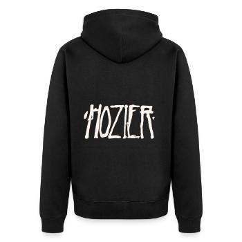Hozier Schriftzug artsarah - Unisex Premium Bio Zip Hoodie - Schwarz - Hinten - Nico (187cm)