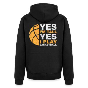 Basketballer Basketballerin Basketball Geschenk - Unisex Premium Bio Zip Hoodie - Schwarz - Hinten - Nico (187cm)