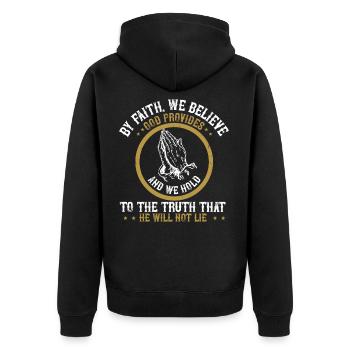 Christlich - Unisex Premium Bio Zip Hoodie - Schwarz - Hinten - Nico (187cm)