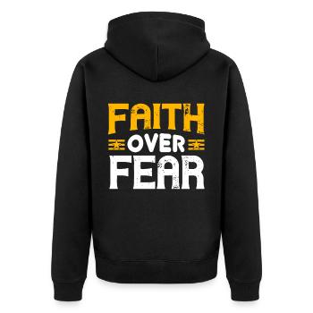 Christian - Unisex Premium Organic Zip Hoodie - black - Back - Nico (187cm)
