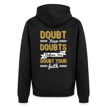 Christlich - Unisex Premium Bio Zip Hoodie - Schwarz - Hinten - Nico (187cm)