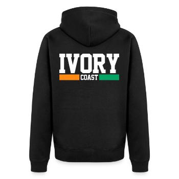 Ivory Coast - Unisex Premium Organic Zip Hoodie - black - Back - Nico (187cm)