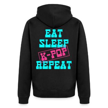K-Pop - Unisex Premium Bio Zip Hoodie - Schwarz - Hinten - Nico (187cm)