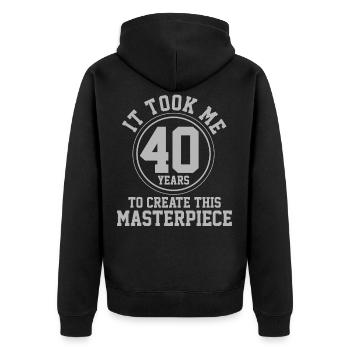 40ème anniversaire - Veste à capuche bio Premium Unisexe - noir - Dos - Nico (187cm)