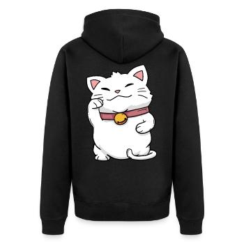 Neko Kawaii Maneki Maneki - Unisex Premium Organic Zip Hoodie - black - Back - Nico (187cm)