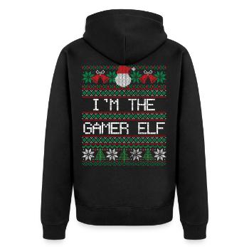Elfe gamer de noël - Veste à capuche bio Premium Unisexe - noir - Dos - Nico (187cm)