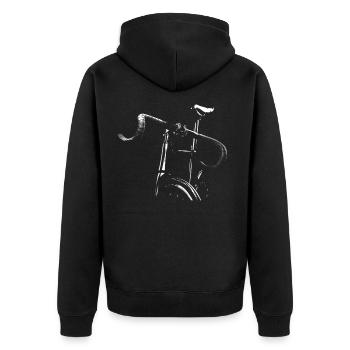 Rennrad - Radsport Fixie Shirt - Unisex Premium Bio Zip Hoodie - Schwarz - Hinten - Nico (187cm)