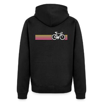 racing bike bike sport retro vintage - Unisex Premium Organic Zip Hoodie - black - Back - Nico (187cm)
