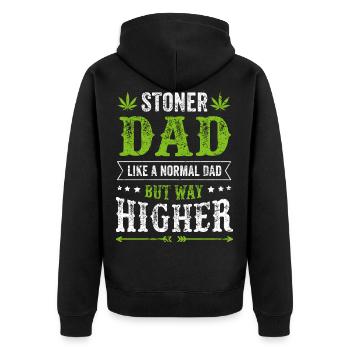 STONER DAD Vater Cannabis Kiffer Geschenk Papa - Unisex Premium Bio Zip Hoodie - Schwarz - Hinten - Nico (187cm)