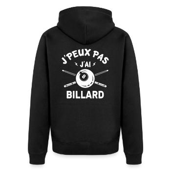 J'peux pas, j'ai billard - Veste à capuche bio Premium Unisexe - noir - Dos - Nico (187cm)