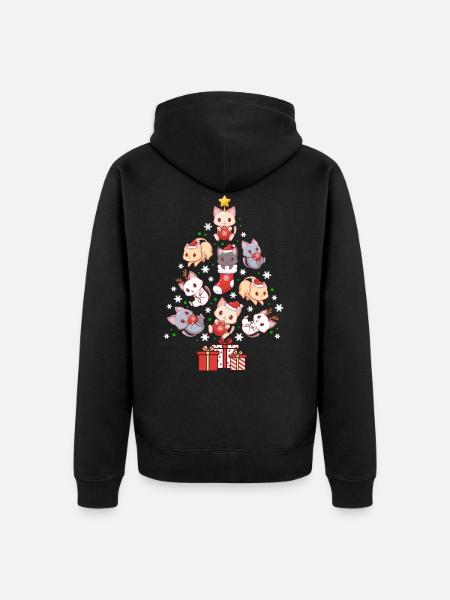 Kerstmis katten - Premium økologisk unisex-hættejakke - sort