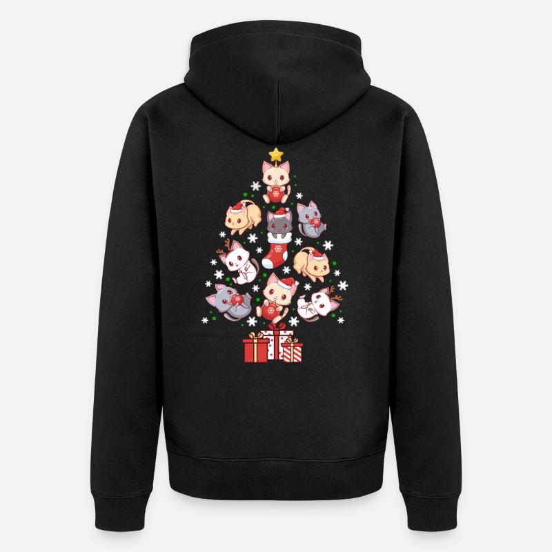 chats de Noël - Veste à capuche bio Premium Unisexe - noir